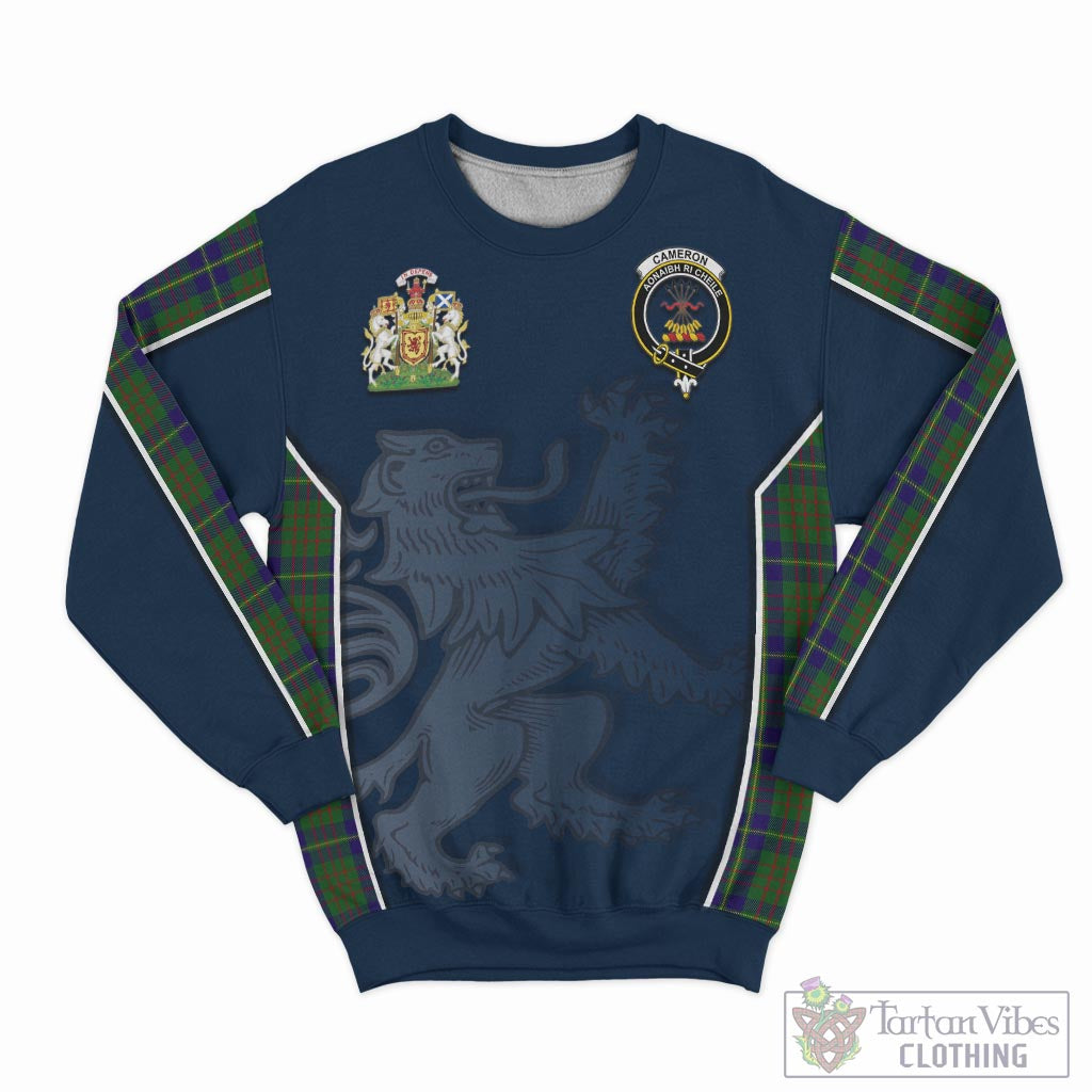 Tartan Vibes Clothing Cameron of Lochiel Hunting Tartan Sweater with Family Crest and Lion Rampant Vibes Sport Style