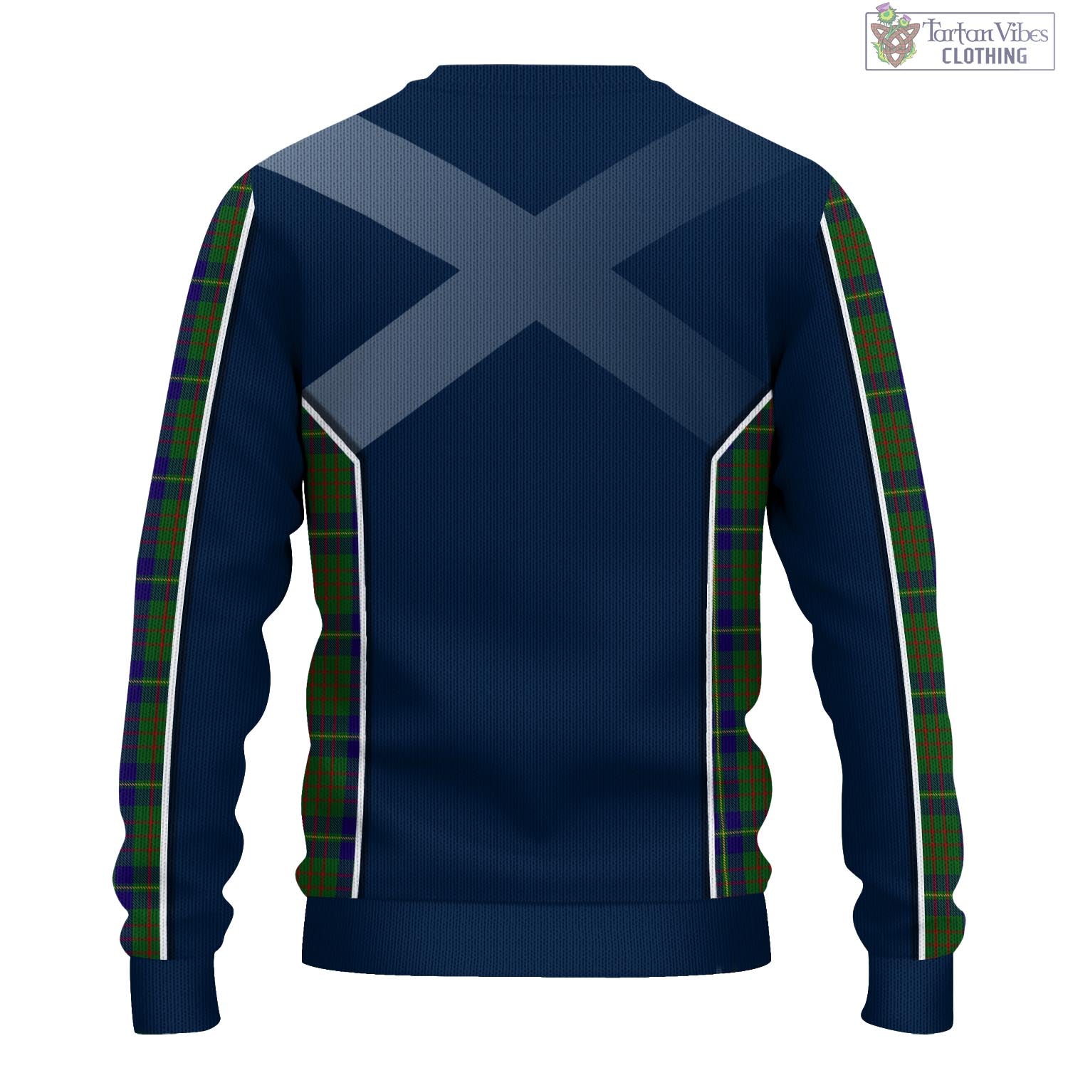 Tartan Vibes Clothing Cameron of Lochiel Hunting Tartan Knitted Sweatshirt with Family Crest and Scottish Thistle Vibes Sport Style