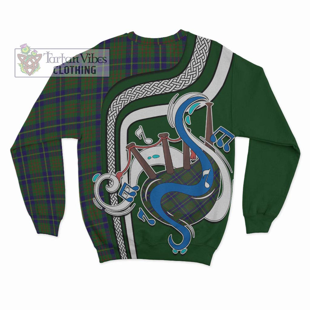 Cameron of Lochiel Hunting Tartan Sweatshirt with Epic Bagpipe Style - Tartanvibesclothing Shop