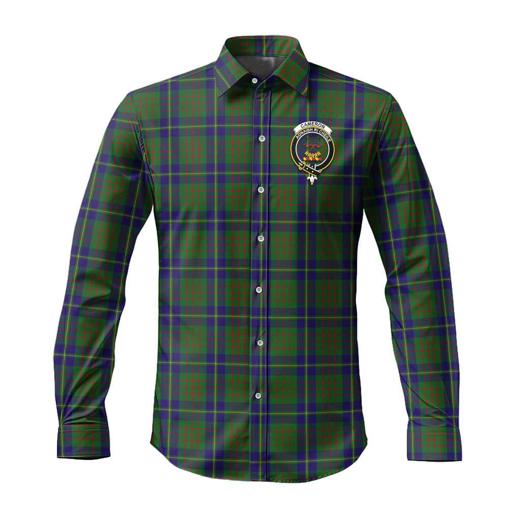 cameron-of-lochiel-hunting-tartan-long-sleeve-button-up-shirt-with-family-crest