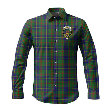 Cameron of Lochiel Hunting Tartan Long Sleeve Button Up Shirt with Family Crest