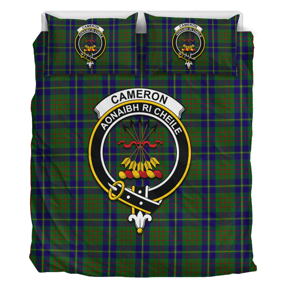 Cameron of Lochiel Hunting Tartan Bedding Set with Family Crest - Tartan Vibes Clothing