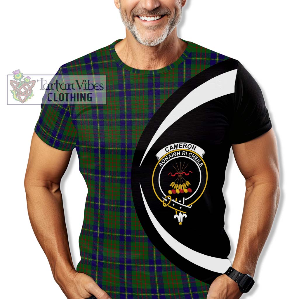 Tartan Vibes Clothing Cameron of Lochiel Hunting Tartan T-Shirt with Family Crest Circle Style