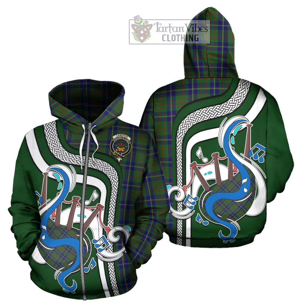 Cameron of Lochiel Hunting Tartan Hoodie with Epic Bagpipe Style - Tartanvibesclothing Shop