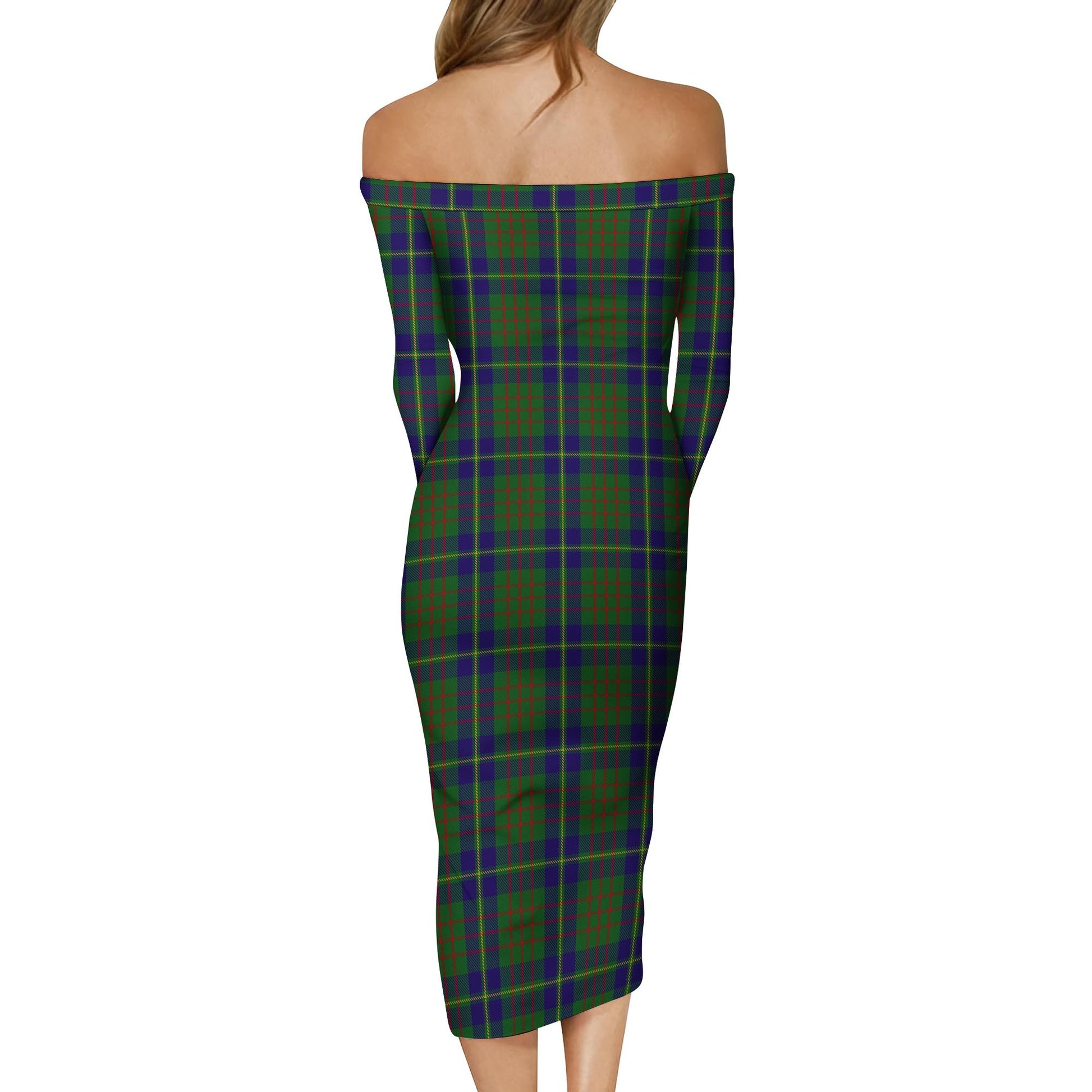 Cameron of Lochiel Hunting Tartan Off Shoulder Lady Dress - Tartanvibesclothing