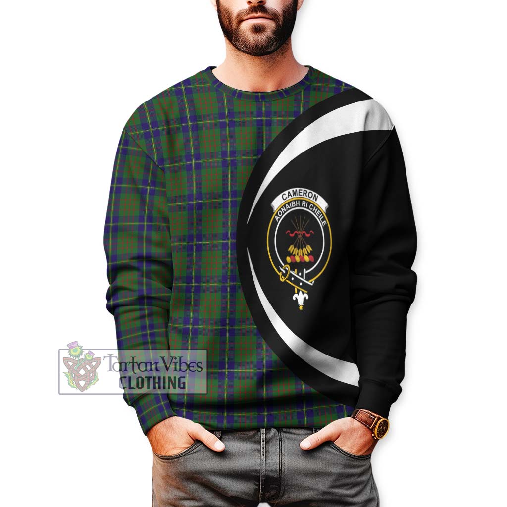 Cameron of Lochiel Hunting Tartan Sweatshirt with Family Crest Circle Style - Tartan Vibes Clothing