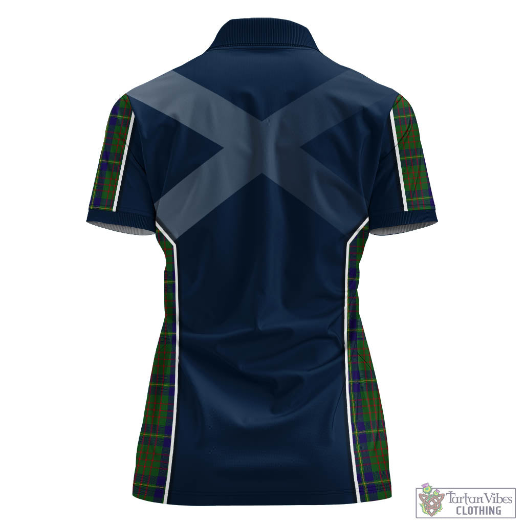 Tartan Vibes Clothing Cameron of Lochiel Hunting Tartan Women's Polo Shirt with Family Crest and Scottish Thistle Vibes Sport Style