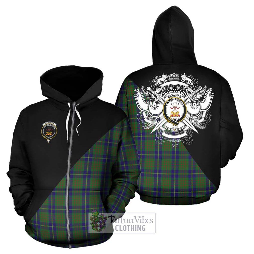 Cameron of Lochiel Hunting Tartan Hoodie with Family Crest and Military Logo Style - Tartanvibesclothing Shop