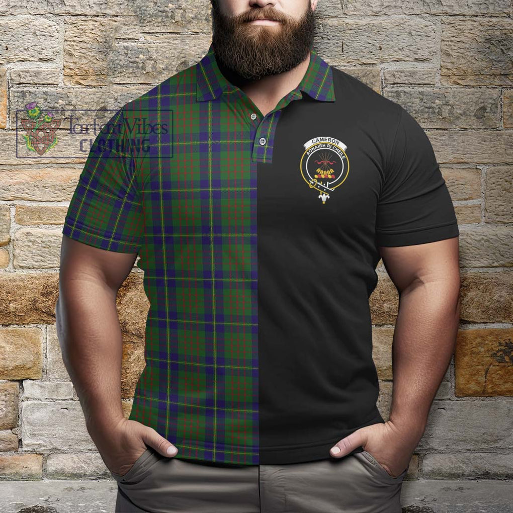 Cameron of Lochiel Hunting Tartan Polo Shirt with Family Crest and Half Of Me Style - Tartanvibesclothing Shop