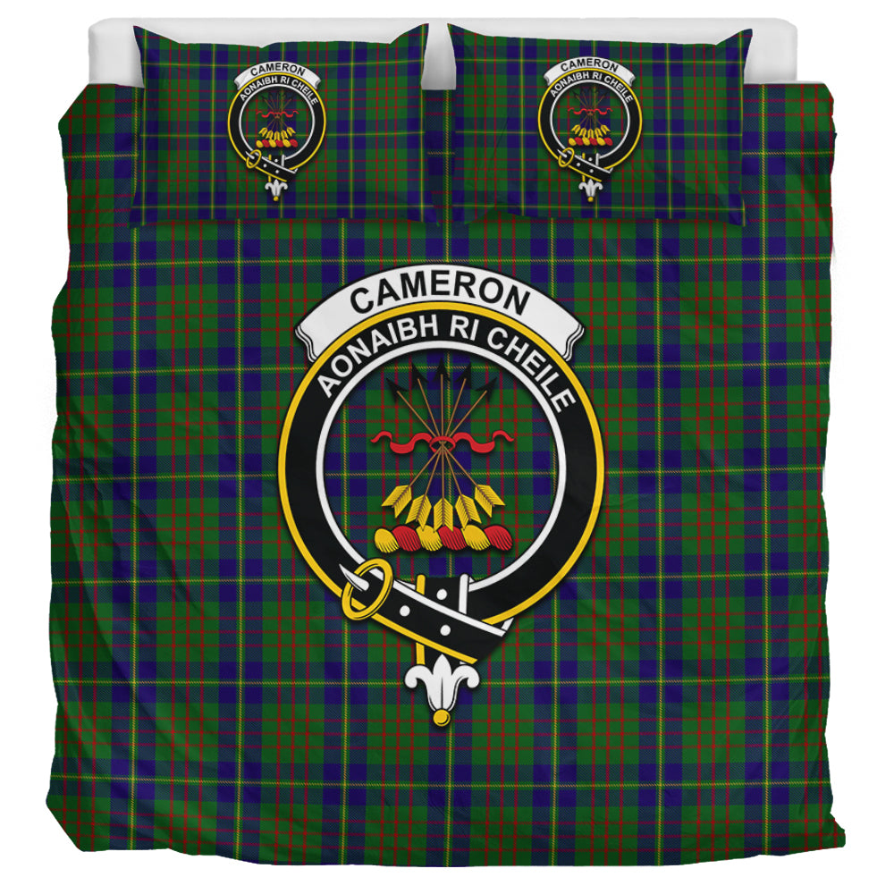 Cameron of Lochiel Hunting Tartan Bedding Set with Family Crest UK Bedding Set UK Super King 104*94 inch - Tartan Vibes Clothing