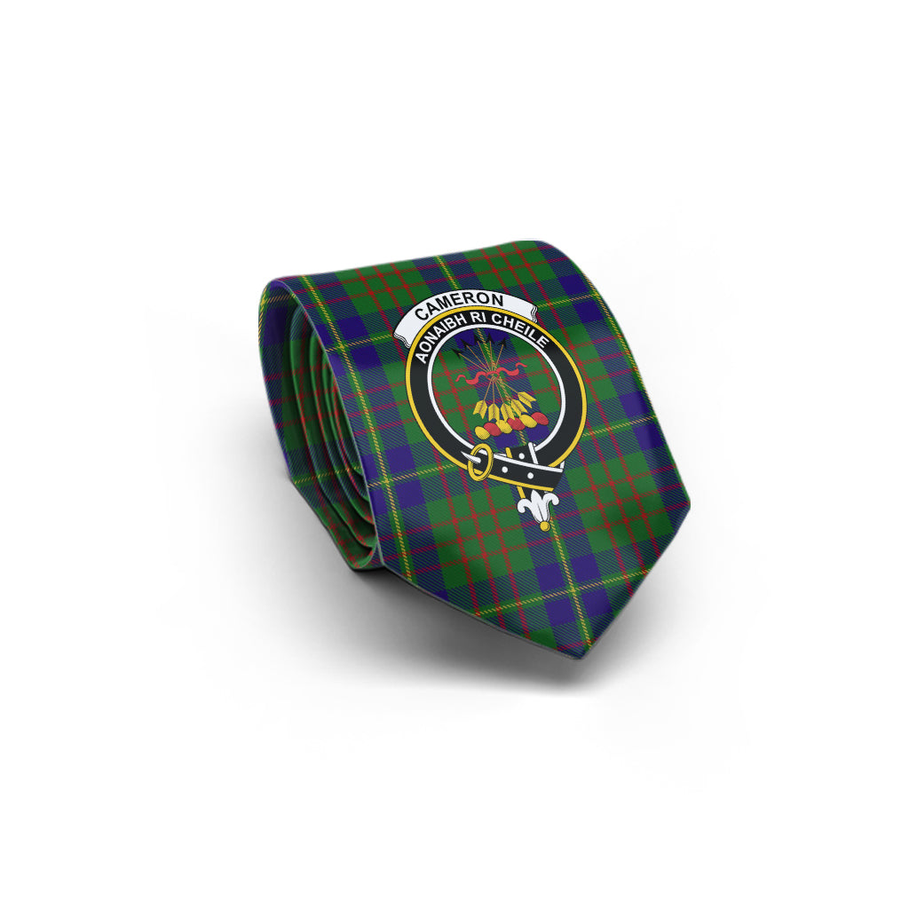 Cameron of Lochiel Hunting Tartan Classic Necktie with Family Crest - Tartan Vibes Clothing