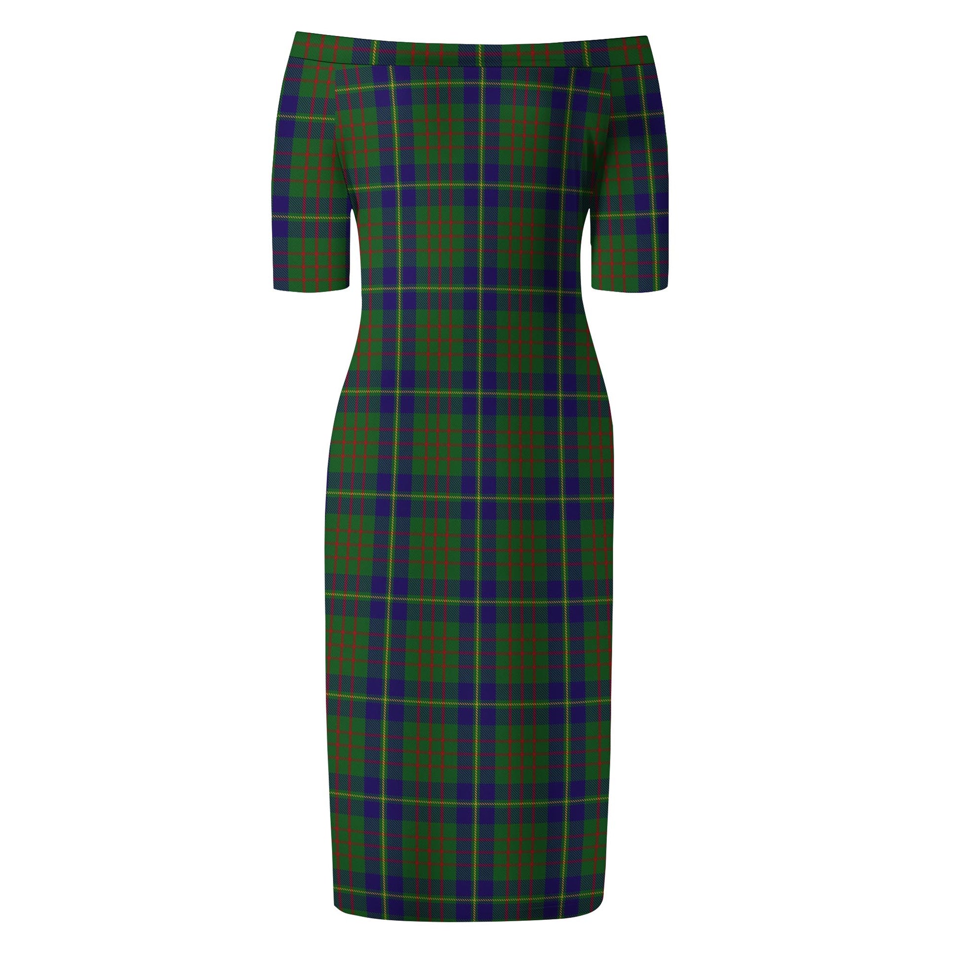 Cameron of Lochiel Hunting Tartan Off Shoulder Lady Dress - Tartanvibesclothing