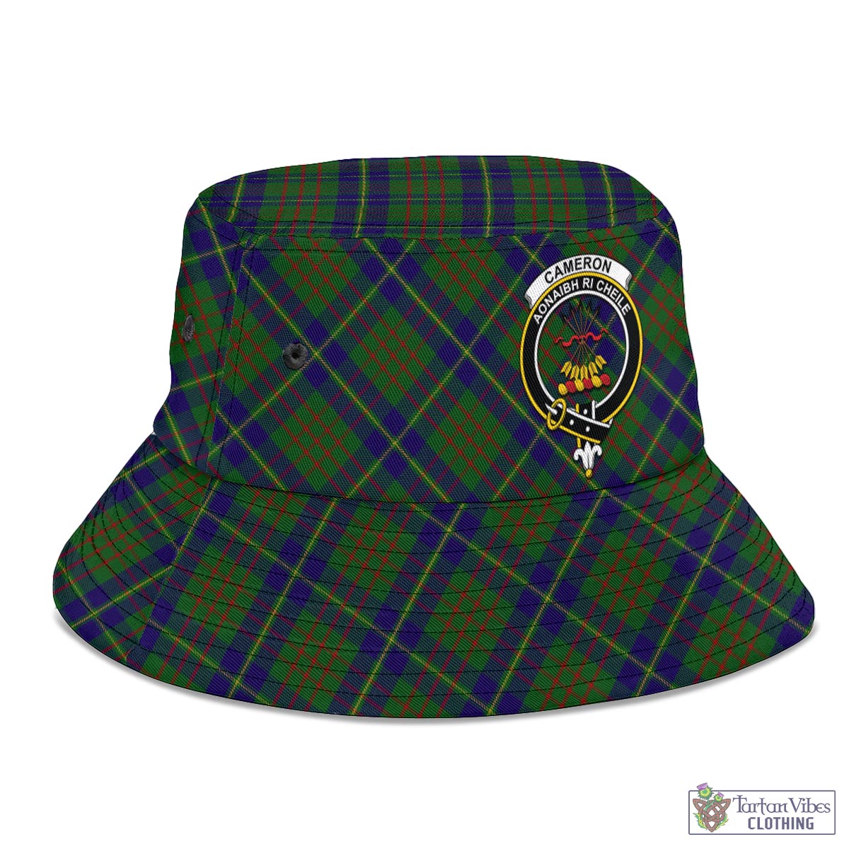 Tartan Vibes Clothing Cameron of Lochiel Hunting Tartan Bucket Hat with Family Crest