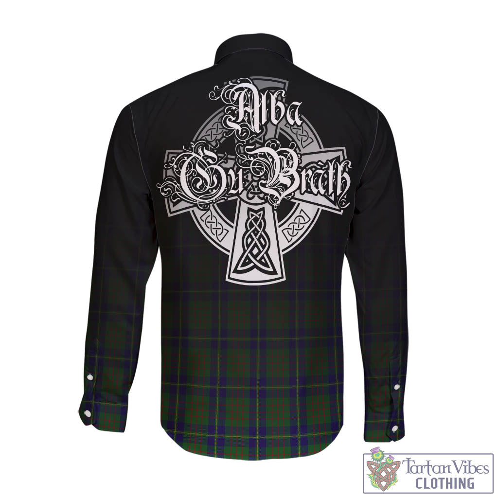 Tartan Vibes Clothing Cameron of Lochiel Hunting Tartan Long Sleeve Button Up Featuring Alba Gu Brath Family Crest Celtic Inspired