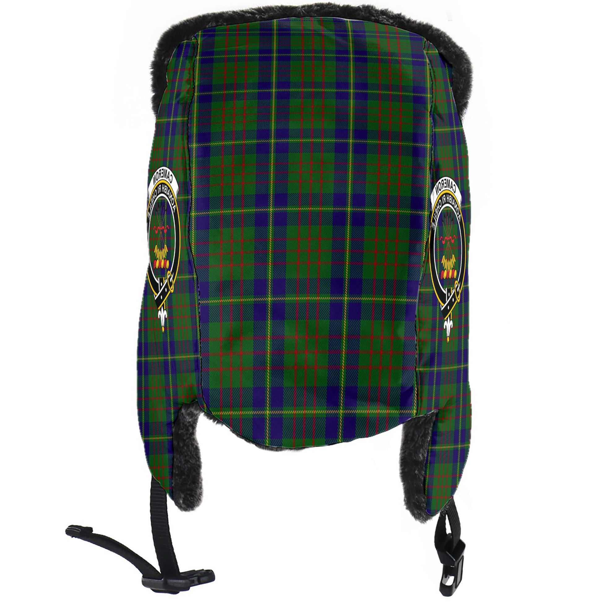 Cameron of Lochiel Hunting Tartan Winter Trapper Hat with Family Crest - Tartanvibesclothing