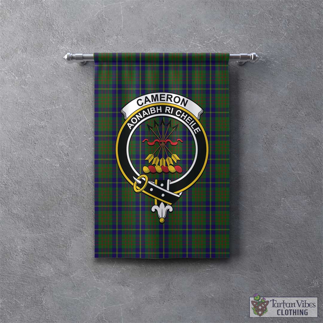 Tartan Vibes Clothing Cameron of Lochiel Hunting Tartan Gonfalon, Tartan Banner with Family Crest