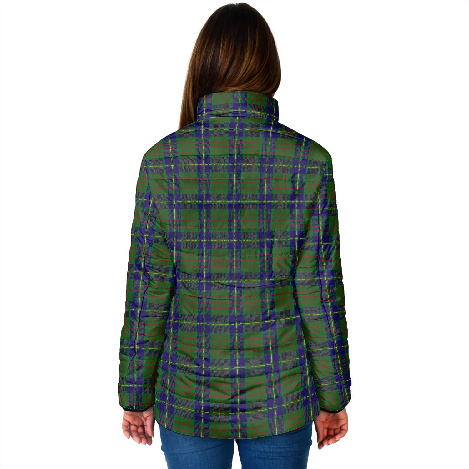 Cameron of Lochiel Hunting Tartan Padded Jacket with Family Crest - Tartan Vibes Clothing