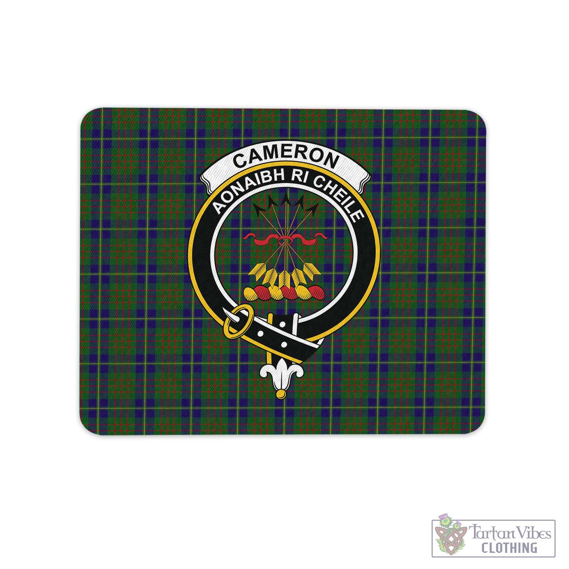 Tartan Vibes Clothing Cameron of Lochiel Hunting Tartan Mouse Pad with Family Crest