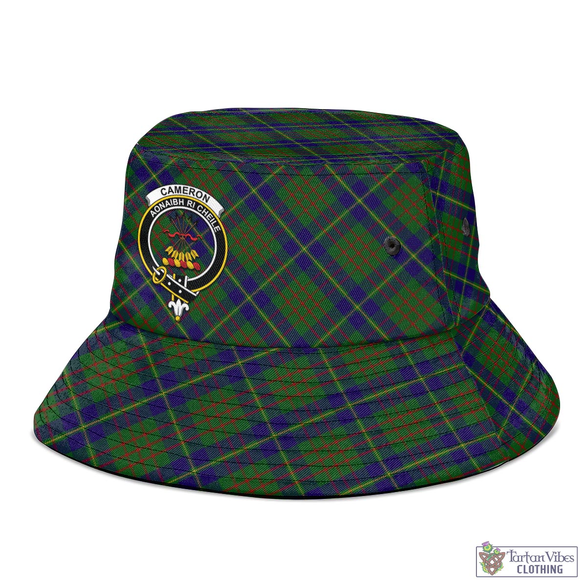 Tartan Vibes Clothing Cameron of Lochiel Hunting Tartan Bucket Hat with Family Crest