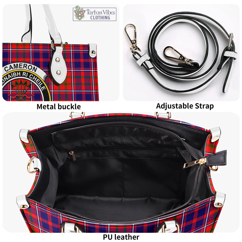 Tartan Vibes Clothing Cameron of Lochiel Modern Tartan Luxury Leather Handbags with Family Crest