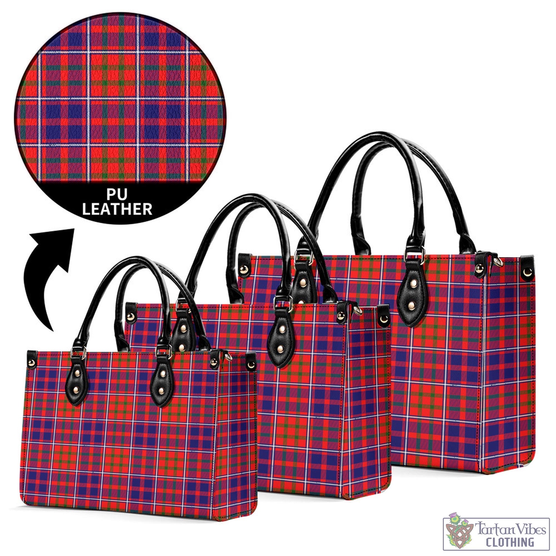 Tartan Vibes Clothing Cameron of Lochiel Modern Tartan Luxury Leather Handbags