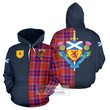 Cameron of Lochiel Modern Tartan Hoodie Alba with Scottish Lion Royal Arm Half Style