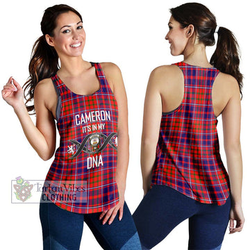 Cameron of Lochiel Modern Tartan Women's Racerback Tanks with Family Crest DNA In Me Style