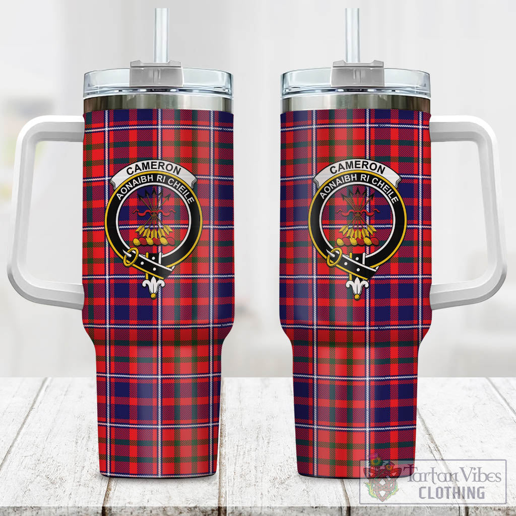 Tartan Vibes Clothing Cameron of Lochiel Modern Tartan and Family Crest Tumbler with Handle