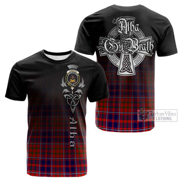 Cameron of Lochiel Modern Tartan Cotton T-shirt Featuring Alba Gu Brath Family Crest Celtic Inspired