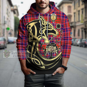 Cameron of Lochiel Modern Tartan Hoodie with Family Crest Celtic Wolf Style