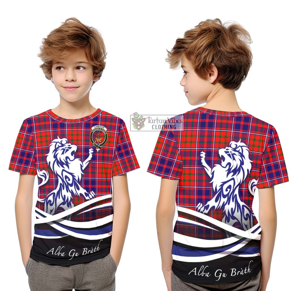 Cameron of Lochiel Modern Tartan Kid T-Shirt with Alba Gu Brath Regal Lion Emblem Youth XL Size14 - Tartanvibesclothing Shop