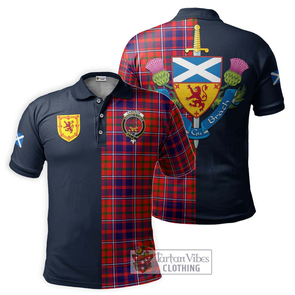 Tartan Vibes Clothing Cameron of Lochiel Modern Tartan Polo Shirt with Scottish Lion Royal Arm Half Style