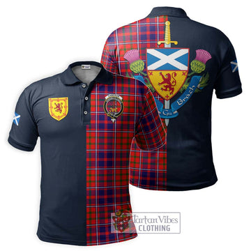 Cameron of Lochiel Modern Tartan Polo Shirt Alba with Scottish Lion Royal Arm Half Style