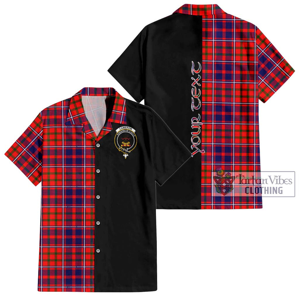 Cameron of Lochiel Modern Tartan Short Sleeve Button Shirt with Family Crest and Half Of Me Style Kid - Tartanvibesclothing Shop