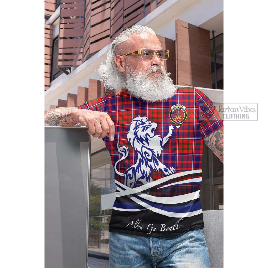 Tartan Vibes Clothing Cameron of Lochiel Modern Tartan Cotton T-shirt with Alba Gu Brath Regal Lion Emblem