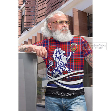 Cameron of Lochiel Modern Tartan Cotton T-shirt with Alba Gu Brath Regal Lion Emblem