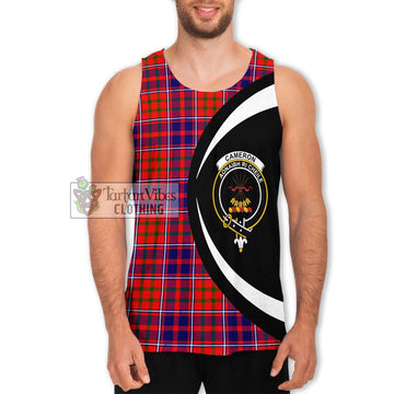 Cameron of Lochiel Modern Tartan Men's Tank Top with Family Crest Circle Style