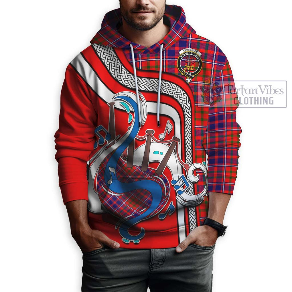 Cameron of Lochiel Modern Tartan Hoodie with Epic Bagpipe Style Zip Hoodie - Tartanvibesclothing Shop