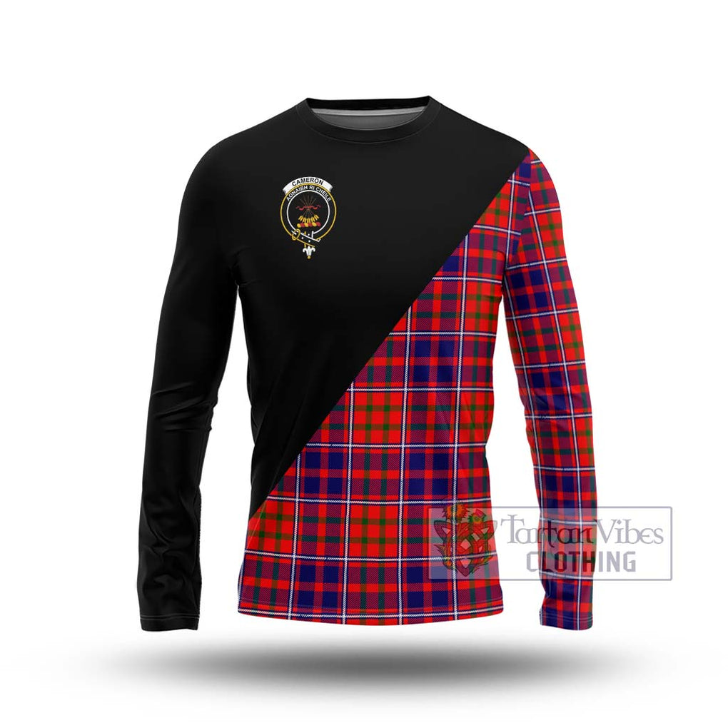 Cameron of Lochiel Modern Tartan Long Sleeve T-Shirt with Family Crest and Military Logo Style Unisex - Tartanvibesclothing Shop