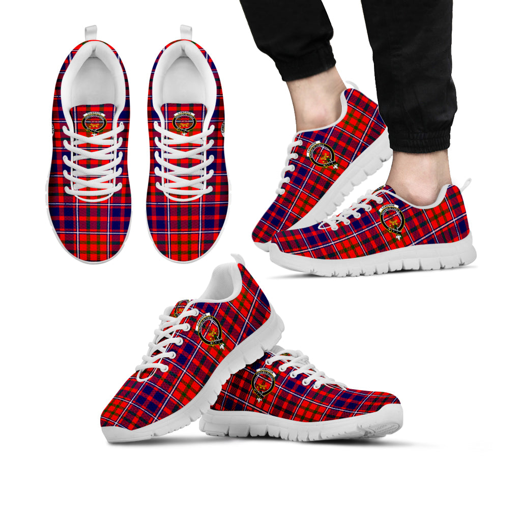 Cameron of Lochiel Modern Tartan Sneakers with Family Crest Kid's Sneakers - Tartan Vibes Clothing