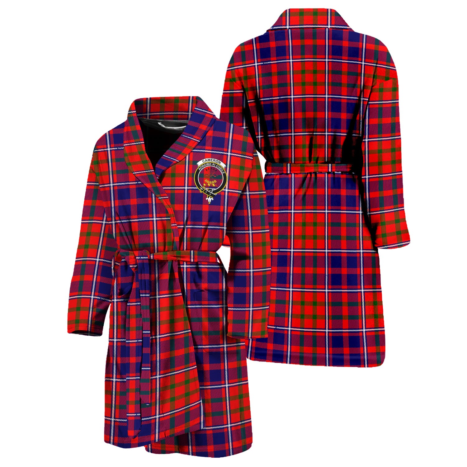 Cameron of Lochiel Modern Tartan Bathrobe with Family Crest Unisex S - Tartan Vibes Clothing