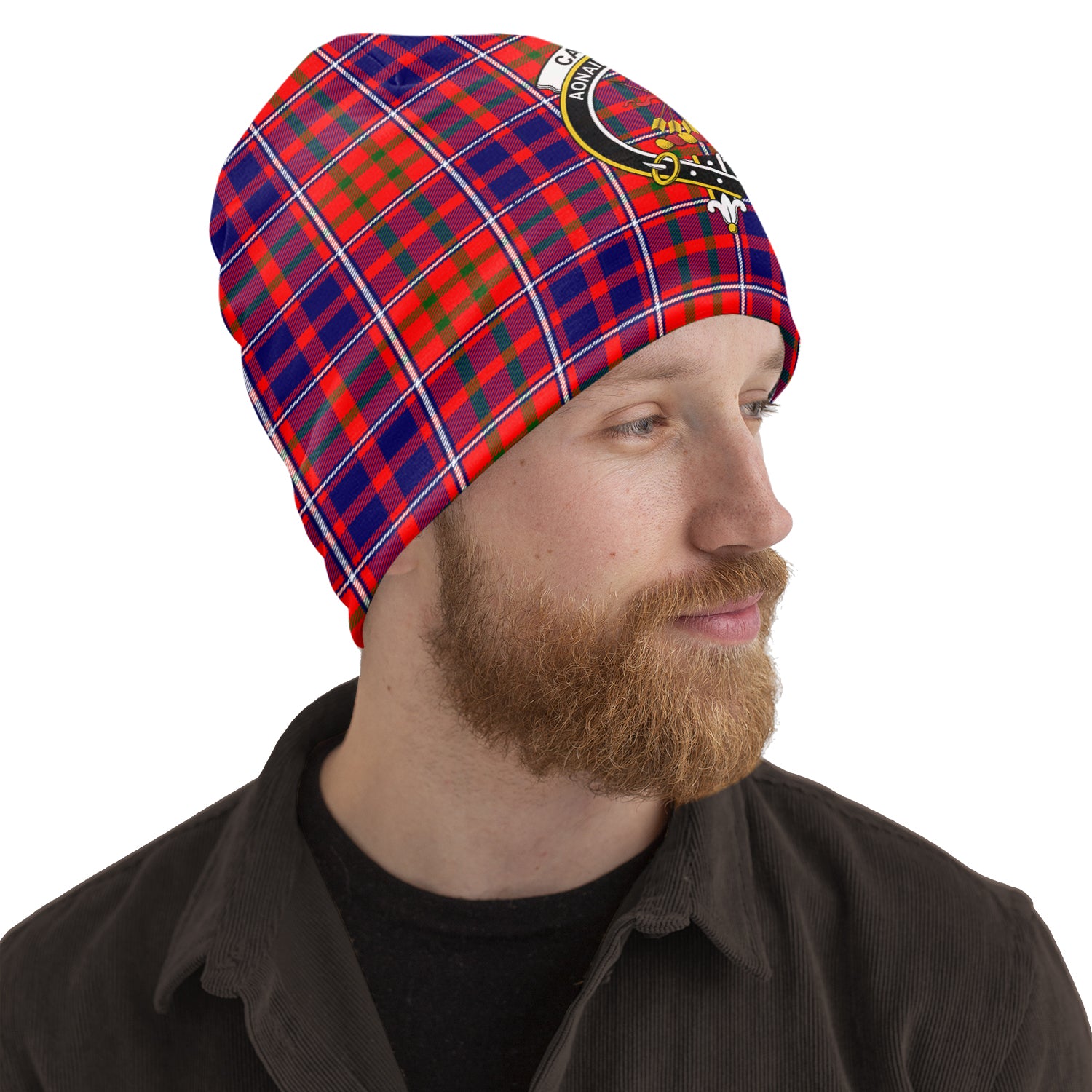 Cameron of Lochiel Modern Tartan Beanies Hat with Family Crest One Size 10.5*10.2 inches - Tartan Vibes Clothing