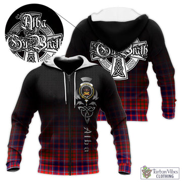 Cameron of Lochiel Modern Tartan Knitted Hoodie Featuring Alba Gu Brath Family Crest Celtic Inspired