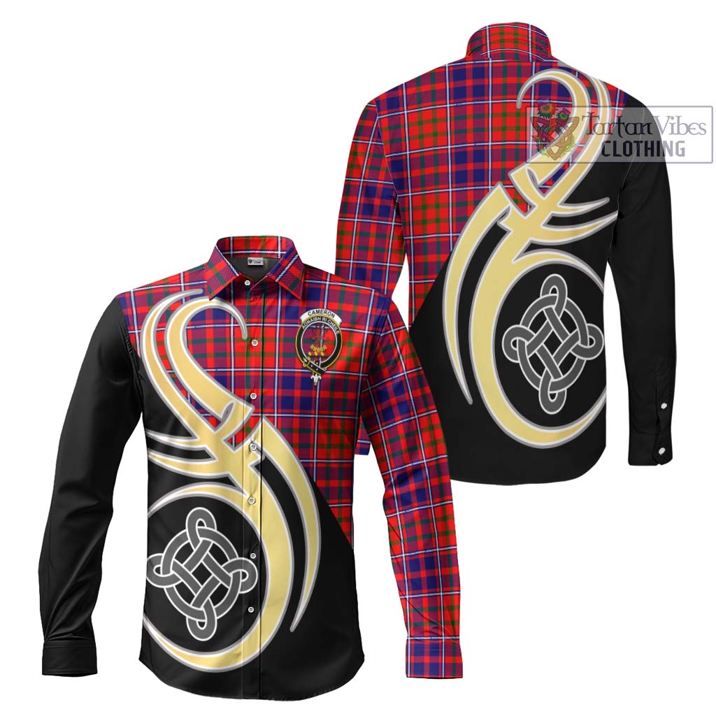 Cameron of Lochiel Modern Tartan Long Sleeve Button Shirt with Family Crest and Celtic Symbol Style Men's Shirt S - Tartan Vibes Clothing