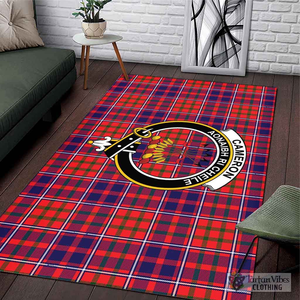 Tartan Vibes Clothing Cameron of Lochiel Modern Tartan Area Rug with Family Crest