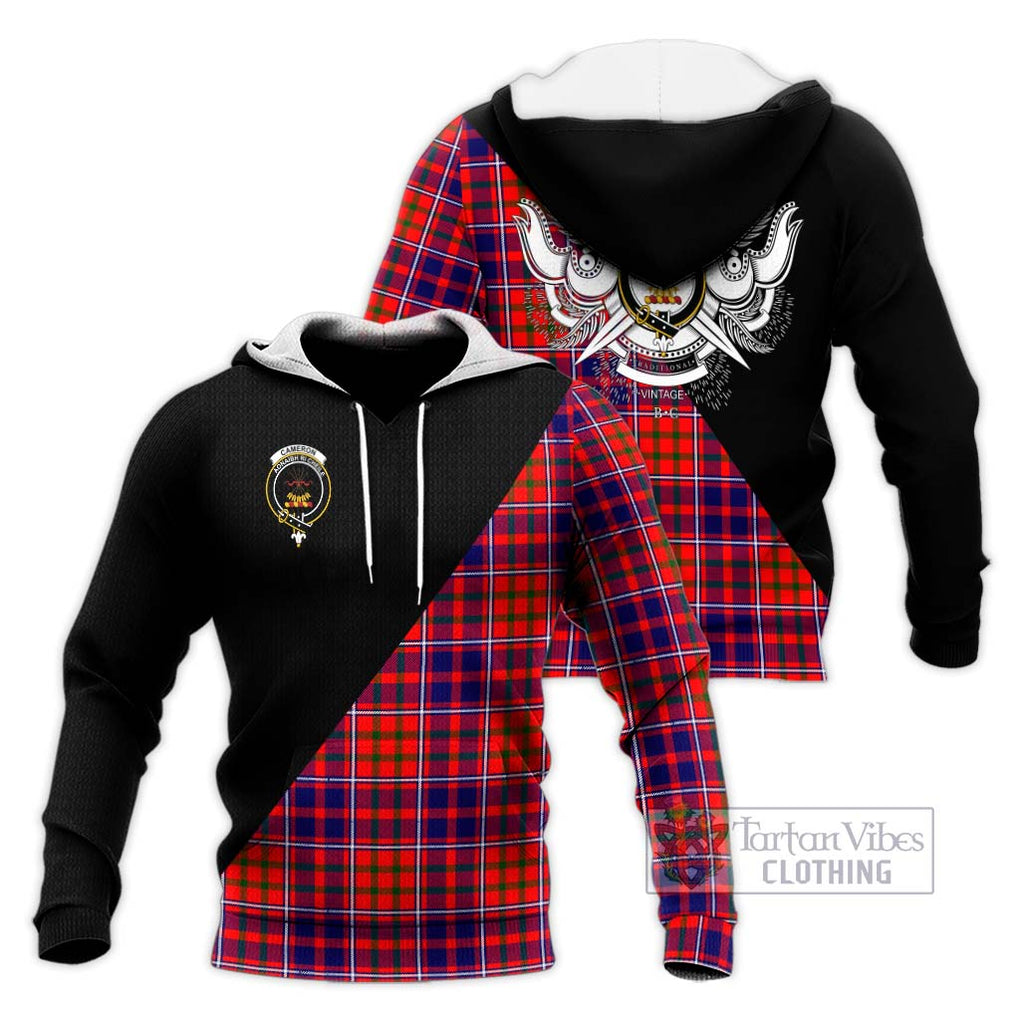 Cameron of Lochiel Modern Tartan Knitted Hoodie with Family Crest and Military Logo Style Unisex Knitted Pullover Hoodie - Tartanvibesclothing Shop