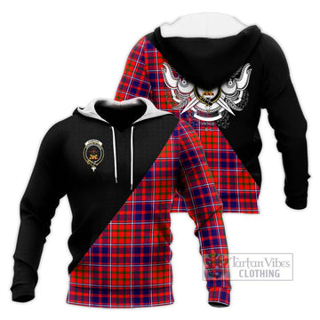 Cameron of Lochiel Modern Tartan Knitted Hoodie with Family Crest and Military Logo Style