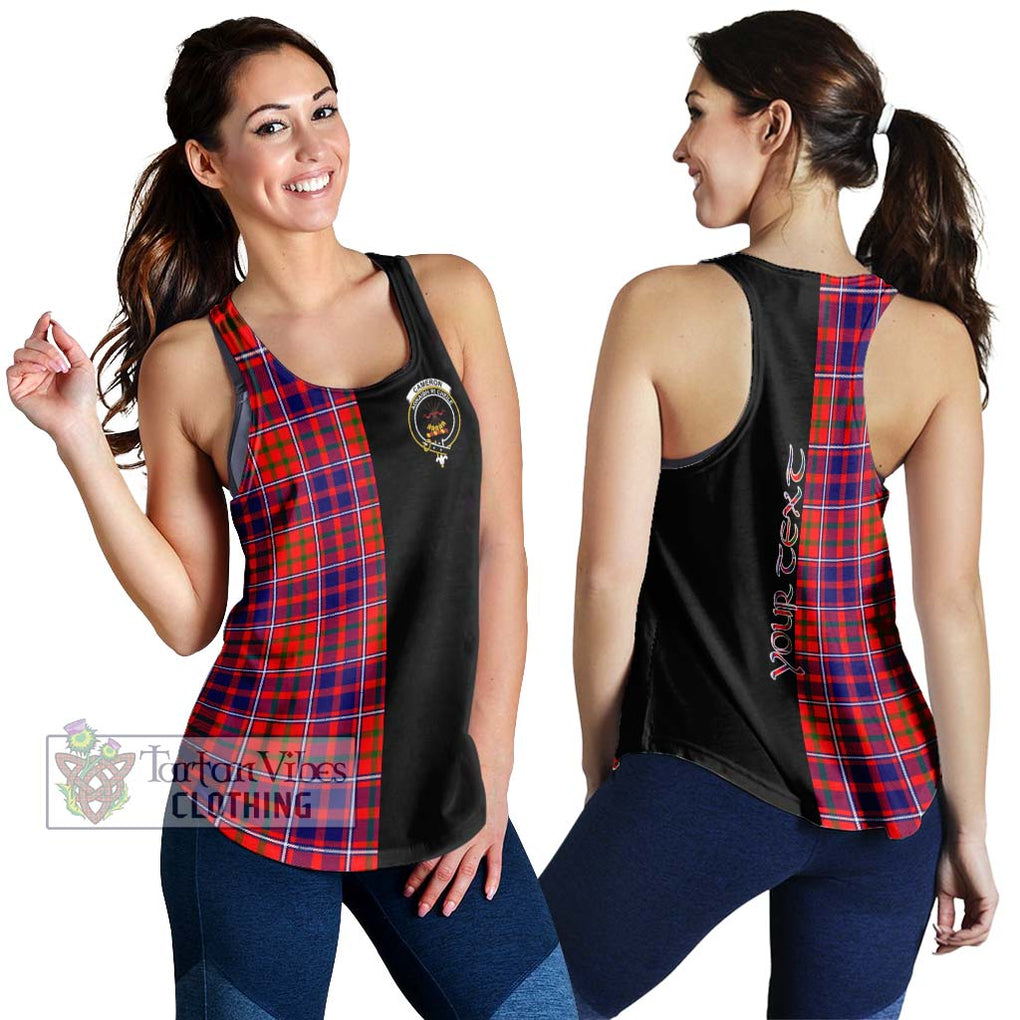 Cameron of Lochiel Modern Tartan Women's Racerback Tanks with Family Crest and Half Of Me Style 4XL - Tartanvibesclothing Shop