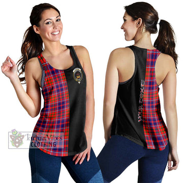 Cameron of Lochiel Modern Tartan Women's Racerback Tanks with Family Crest and Half Of Me Style