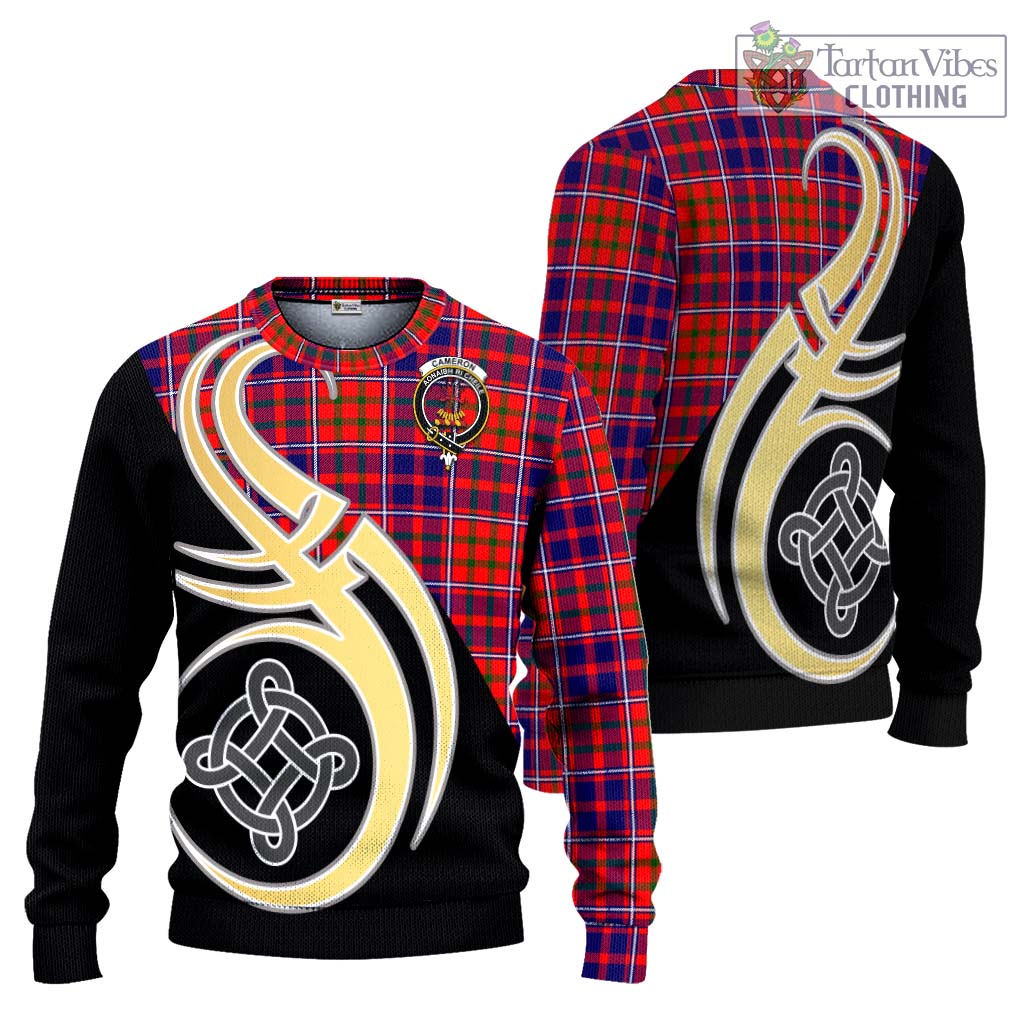 Cameron of Lochiel Modern Tartan Knitted Sweater with Family Crest and Celtic Symbol Style Unisex - Tartan Vibes Clothing